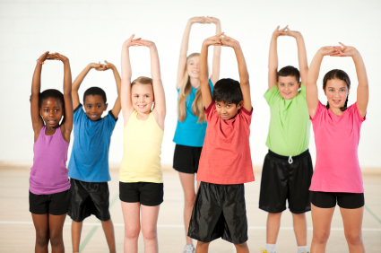 Diverse group of Children Stretching